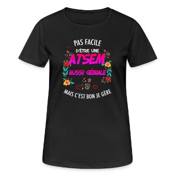 ATSEM Brillante Kindergartenschülerin - Frauen T-Shirt atmungsaktiv - Schwarz - Vorne - AI Model Female 172 light (172cm)