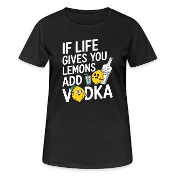 Humorous Lemon and Vodka Illustration - Women's Breathable T-Shirt - black - Front - AI Model Female 172 light (172cm)