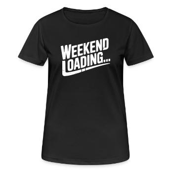 Wochenende wird geladen - Frauen T-Shirt atmungsaktiv - Schwarz - Vorne - AI Model Female 172 light (172cm)