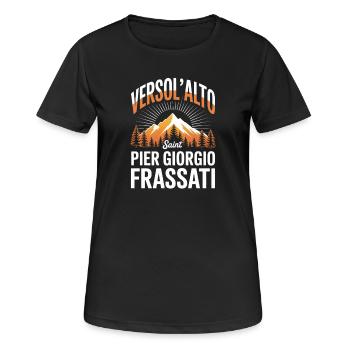 Verso L Alto Saint Pier Giorgio Frassati - Frauen T-Shirt atmungsaktiv - Schwarz - Vorne - AI Model Female 172 light (172cm)