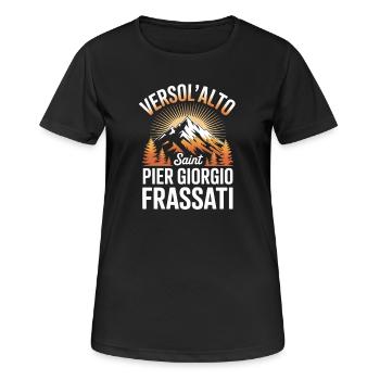 Verso L Alto Saint Pier Giorgio Frassati - Frauen T-Shirt atmungsaktiv - Schwarz - Vorne - AI Model Female 172 light (172cm)