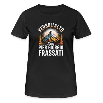 Verso L Alto Saint Pier Giorgio Frassati - Frauen T-Shirt atmungsaktiv - Schwarz - Vorne - AI Model Female 172 light (172cm)