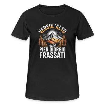 Verso L Alto Saint Pier Giorgio Frassati - Frauen T-Shirt atmungsaktiv - Schwarz - Vorne - AI Model Female 172 light (172cm)