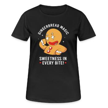 Bonhomme en pain d'épices Pain d'épices de Noël - T-shirt respirant Femme - noir - Devant - AI Model Female 172 light (172cm)