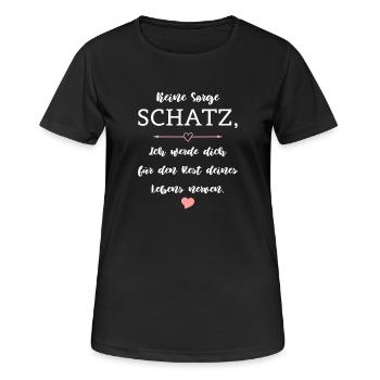 Humour Dire Relation Mariage Partenariat - T-shirt respirant Femme - noir - Devant - AI Model Female 172 light (172cm)