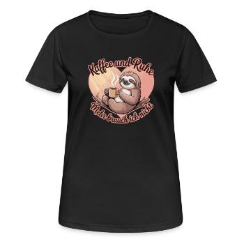 Café et paix et tranquillité, je n’ai pas besoin de plus - T-shirt respirant Femme - noir - Devant - AI Model Female 172 light (172cm)