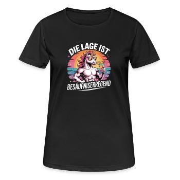 Die Lage Ist Besäufniserregend Einhorn Party Motiv - Frauen T-Shirt atmungsaktiv - Schwarz - Vorne - AI Model Female 172 light (172cm)
