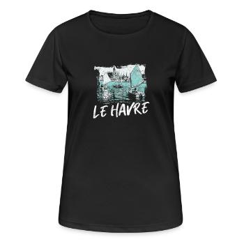 Le Havre Port und Voiles Écume - Frauen T-Shirt atmungsaktiv - Schwarz - Vorne - AI Model Female 172 light (172cm)