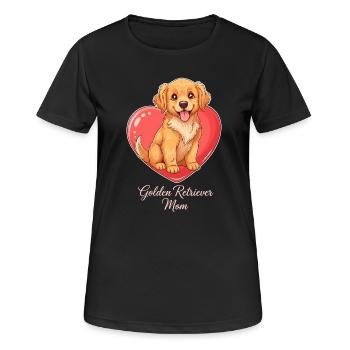 Golden Retriever Mom – Welpe im Herz Hundemama - Frauen T-Shirt atmungsaktiv - Schwarz - Vorne - AI Model Female 172 light (172cm)