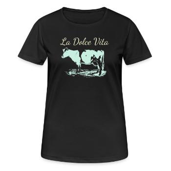 Milchkuh aus La Dolce Vita im Negativ - Frauen T-Shirt atmungsaktiv - Schwarz - Vorne - AI Model Female 172 light (172cm)