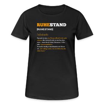 Ruhestand Typografie Poster - Frauen T-Shirt atmungsaktiv - Schwarz - Vorne - AI Model Female 172 light (172cm)