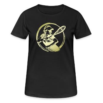 Tennis Spielerin Silhouette - Frauen T-Shirt atmungsaktiv - Schwarz - Vorne - AI Model Female 172 light (172cm)