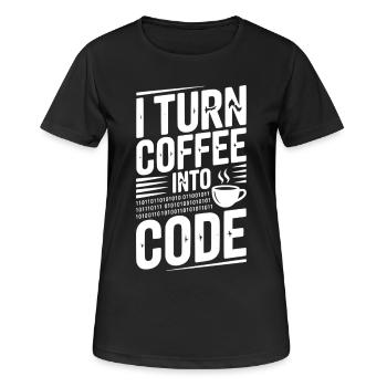 Je transforme le café en code - T-shirt respirant Femme - noir - Devant - AI Model Female 172 light (172cm)