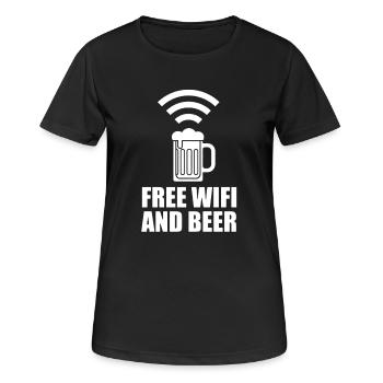 Wi-Fi gratuit et logo de la bière - T-shirt respirant Femme - noir - Devant - AI Model Female 172 light (172cm)