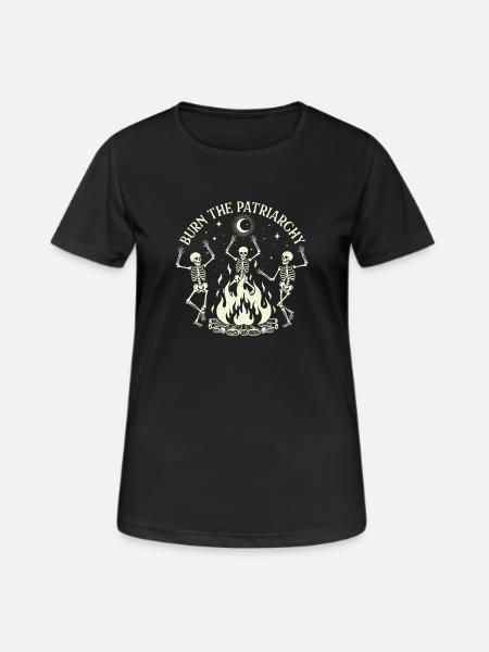 Burn The Patriarchy Spooky Halloween Feminist - Women's Breathable T-Shirt - black