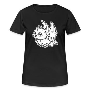 Eule im Flug – mystisches Eulenmotiv Nachtvogel - Frauen T-Shirt atmungsaktiv - Schwarz - Vorne - AI Model Female 172 light (172cm)