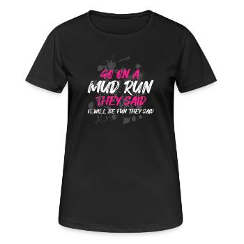Participez à une course dans la boue Schlammlauf Mud Run Muddy Race - T-shirt respirant Femme - noir - Devant - AI Model Female 172 light (172cm)