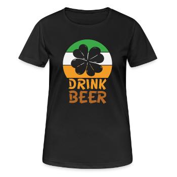 Drink beer irish - Frauen T-Shirt atmungsaktiv - Schwarz - Vorne - AI Model Female 172 light (172cm)