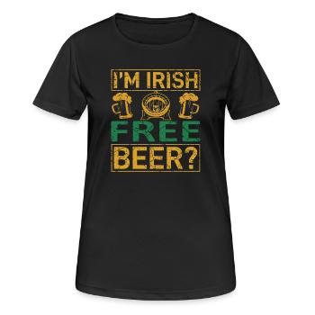 Bière irlandaise gratuite - T-shirt respirant Femme - noir - Devant - AI Model Female 172 light (172cm)