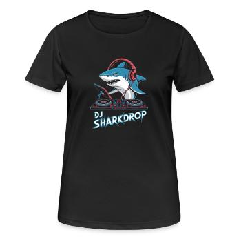 DJ SHARKDROP Hai DJ avec des écouteurs à la table de mixage - T-shirt respirant Femme - noir - Devant - AI Model Female 172 light (172cm)