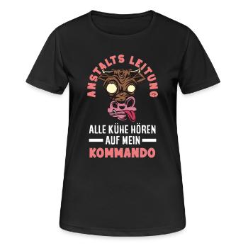 Anstaltsleitung Chef Leitung - Frauen T-Shirt atmungsaktiv - Schwarz - Vorne - AI Model Female 172 light (172cm)