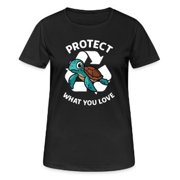 Schütze, was du liebst – Schildkröten-Schutz - Frauen T-Shirt atmungsaktiv - Schwarz - Vorne - AI Model Female 172 light (172cm)