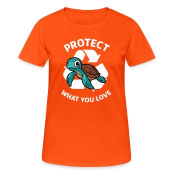 Protect what you love – turtle protection - Women's Breathable T-Shirt - neon orange - Front - AI Model Female 172 dark (172cm)