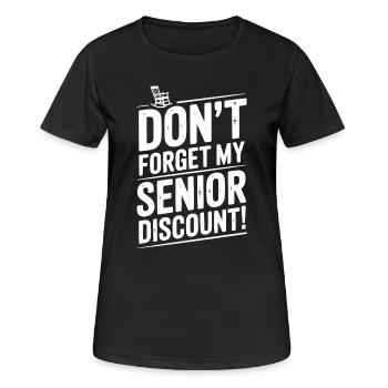 N’oubliez pas ma réduction senior - T-shirt respirant Femme - noir - Devant - AI Model Female 172 light (172cm)
