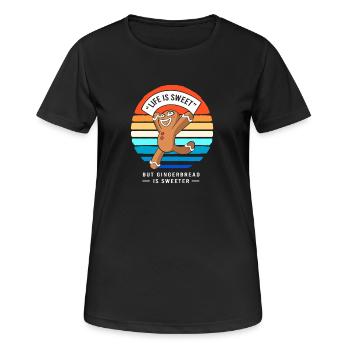 Bonhomme en pain d'épices de Noël en pain d'épices - T-shirt respirant Femme - noir - Devant - AI Model Female 172 light (172cm)