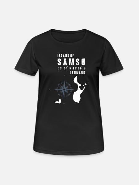 Samsø Samsoe Island Outline Compass - Women's Breathable T-Shirt - black