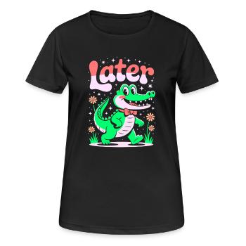 See You Later Aligator - Alligator Retro-Design - Frauen T-Shirt atmungsaktiv - Schwarz - Vorne - AI Model Female 172 light (172cm)