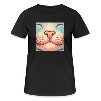 Retro Cat Nose – Colorful Whiskers Illustration - Women's Breathable T-Shirt - black - Front - AI Model Female 172 light (172cm)