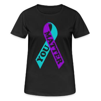 YOU MATTER Suicide Awareness Ribbon - Frauen T-Shirt atmungsaktiv - Schwarz - Vorne - AI Model Female 172 light (172cm)