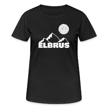 Elbrus als Bergsport - Frauen T-Shirt atmungsaktiv - Schwarz - Vorne - AI Model Female 172 light (172cm)