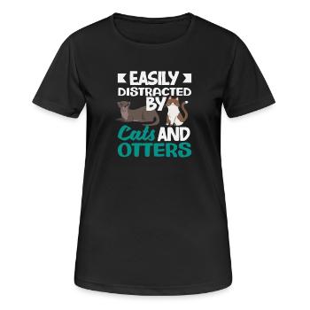 Seeotter Cartoon Katzen - Frauen T-Shirt atmungsaktiv - Schwarz - Vorne - AI Model Female 172 light (172cm)