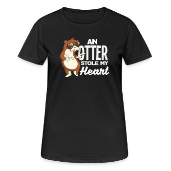 Seeotter Stoly My Heart - Frauen T-Shirt atmungsaktiv - Schwarz - Vorne - AI Model Female 172 light (172cm)