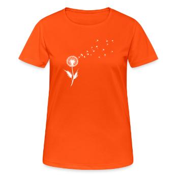 Löwenzahn Samen Silhouette - Frauen T-Shirt atmungsaktiv - Neonorange - Vorne - AI Model Female 172 dark (172cm)