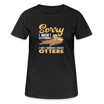Seeotter Cartoon Denken Sie Über Otter - Frauen T-Shirt atmungsaktiv - Schwarz - Vorne - AI Model Female 172 light (172cm)