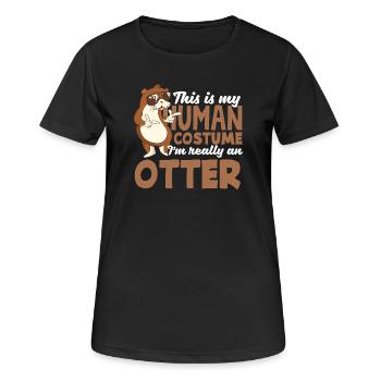 Seeotter Cartoon Menschliches Kostüm - Frauen T-Shirt atmungsaktiv - Schwarz - Vorne - AI Model Female 172 light (172cm)