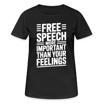 Meinungsfreiheit wichtiger als Gefühle - Frauen T-Shirt atmungsaktiv - Schwarz - Vorne - AI Model Female 172 light (172cm)