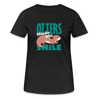 Seeotter Cartoon Make Me Smile - Frauen T-Shirt atmungsaktiv - Schwarz - Vorne - AI Model Female 172 light (172cm)
