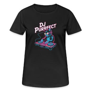 DJ PURRRFECT Katze DJ Mit Mischpult Rave - Frauen T-Shirt atmungsaktiv - Schwarz - Vorne - AI Model Female 172 light (172cm)
