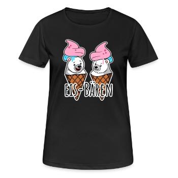 Zwei leckere Eis Bären an der Eisdiele - Frauen T-Shirt atmungsaktiv - Schwarz - Vorne - AI Model Female 172 light (172cm)