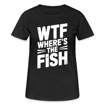WTF Wo ist der Fisch - Frauen T-Shirt atmungsaktiv - Schwarz - Vorne - AI Model Female 172 light (172cm)