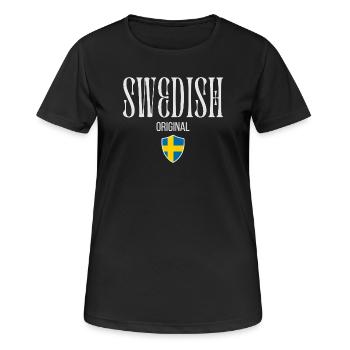 Original schwedisch, schwedischer Stolz - Frauen T-Shirt atmungsaktiv - Schwarz - Vorne - AI Model Female 172 light (172cm)