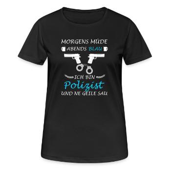 Policier Policier Policier Policier Flic Drôle - T-shirt respirant Femme - noir - Devant - AI Model Female 172 light (172cm)