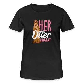 Seeotter Cartoon Ihr Otter Halb - Frauen T-Shirt atmungsaktiv - Schwarz - Vorne - AI Model Female 172 light (172cm)