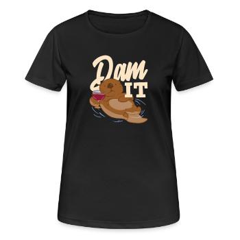Seeotter Cartoon Dam It - Frauen T-Shirt atmungsaktiv - Schwarz - Vorne - AI Model Female 172 light (172cm)