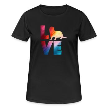 Seeotter Cartoon Bunte Liebe - Frauen T-Shirt atmungsaktiv - Schwarz - Vorne - AI Model Female 172 light (172cm)