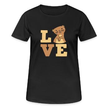 Seeotter Cartoon Liebe - Frauen T-Shirt atmungsaktiv - Schwarz - Vorne - AI Model Female 172 light (172cm)